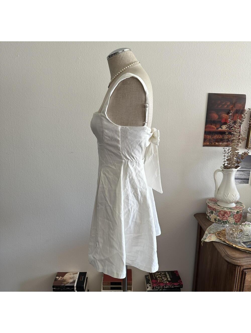 Princess Polly White Square Neck Mini Dress - Picture 4 of 8